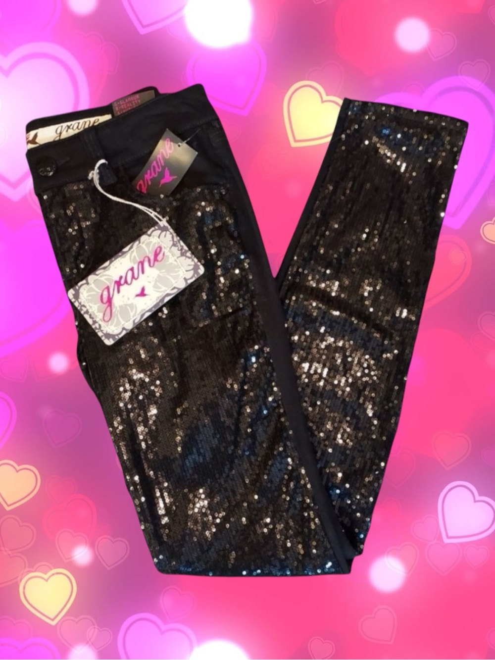 Vintage Grane NWT Pants Black Sequin Embellished Y2K Retro Glam Party McBling 5